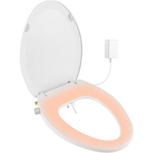 Bidet Toilet Seat Elongated, Heated Toilet Seat, Rear and Feminine Washing, Electric, Slow Close Lid, Night Light, Ambient Water Temperature, White