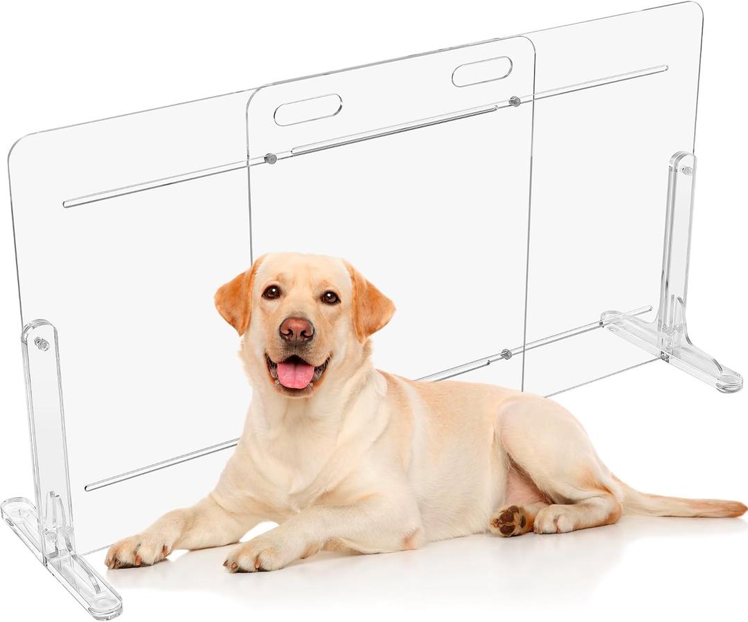 Clear Acrylic Dog Gate for Doorways & Stairs, 28" Tall Freestanding No Drill Pet Gate, Adjustable 40-70" Wide Transparent Indoor Dog Gate for Large Dogs with Stable Feet