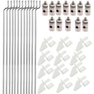 12Pcs Adjustable Pushrod Connector Linkage Stopper 1.8mm + 12Pcs Nylon Control Horns 21x10 mm + 12Pcs 1.5 x 450mm Z Push Rods Parts Compatible for RC Airplane Plane Boat Replacement (12pc)