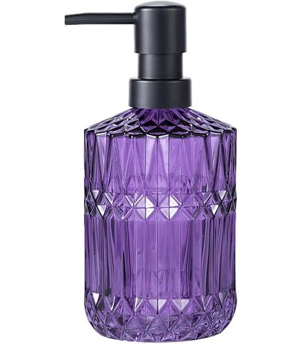Soap Dispenser with Black Pump, Refillable Liquid Hand Soap Dish Soap Dispensers for Bathroom Counter, Kitchen Sink (Purple)