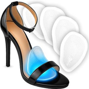 Metatarsal Pads for Women & Men (4 Pads) Ball of Foot Cushions, High Heel Cushion Foot Pads for Pain Relief & All Day Comfort, Anti Slip Heel Insert for Women, One Size Fits All (Clear)