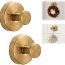 Suction Cup Hooks for Shower, No-Drill Suction Cup Hooks,Bathroom Towel Holder,Metal Towel Hooks for Showers Bathrooms Mirrors,Tile,Glass,Hanging Towels Robes (2Pcs Gold)