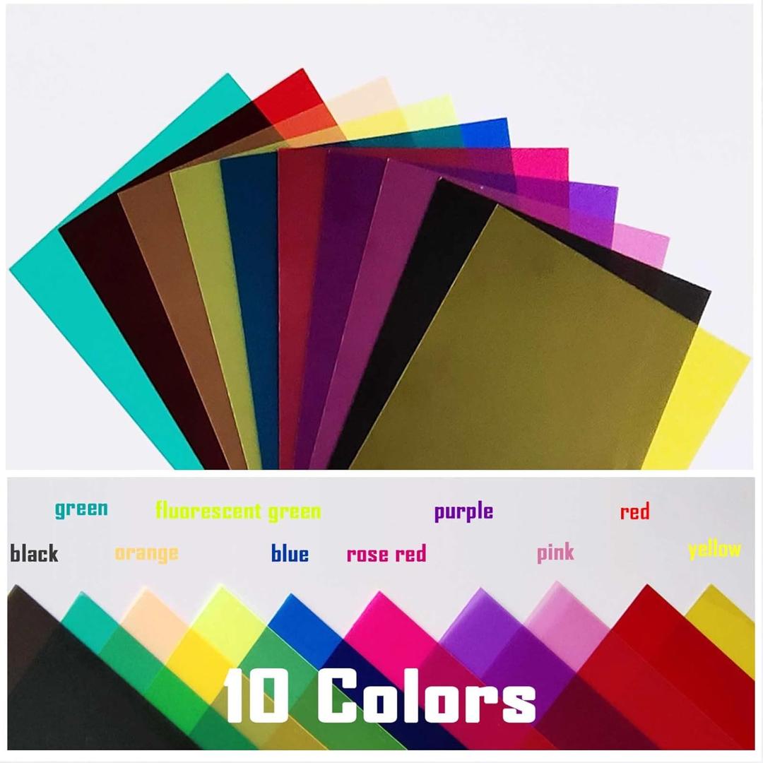 30 Pcs Correction Lighting Gels Sheets, 10 Colors, Colored Film Transparent Light Gels for Photography Led Reading Photo Studio Flashlight Video