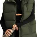 Huaqiao Women's Quilted Puffer Vest Stand Collar Sleeveless Coat Zipper Winter Gilet Jacket (Armygreen)