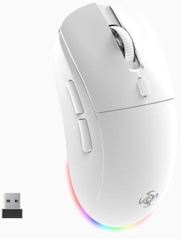 LORERAN Wireless Gaming Mouse, Tri-Mode 2.4G/USB-C/Bluetooth Rechargeable Mouse with Colorful RGB Lights, 4800DPI Optical Sensor, 6 Buttons, Ergonomic Mouse Gaming for PC, Laptop, Mac