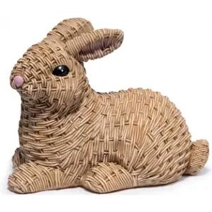 Hodao Handmade Easter Bunny Figurines  Cute Woven Rabbit Decorations for Holiday Celebrations and Spring Home Decor (Set of 2) (Brown)