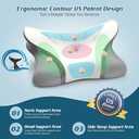 Cervical Neck Pillow for Pain Relief, Bed Pillows for Sleeping, Ergonomic Cooling Pillow, Orthopedic Contour Pillow for Side Back Stomach Sleepers,Neck Support Memory Foam Pillows with Pillow Covers