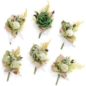 Ling's Moment Boutonniere for Men, 6pcs Groom Groomsmen Boutonniere, Artificial Flowers for Wedding Decor/Prom/Homecoming, etc.Emerald Green Beige Ling's Moment Boutonniere for Men, 6pcs Groom Groomsmen Boutonniere, Artificial Flowers for Wedding Decor/Prom/Homecoming, etc.Emerald Green Beige