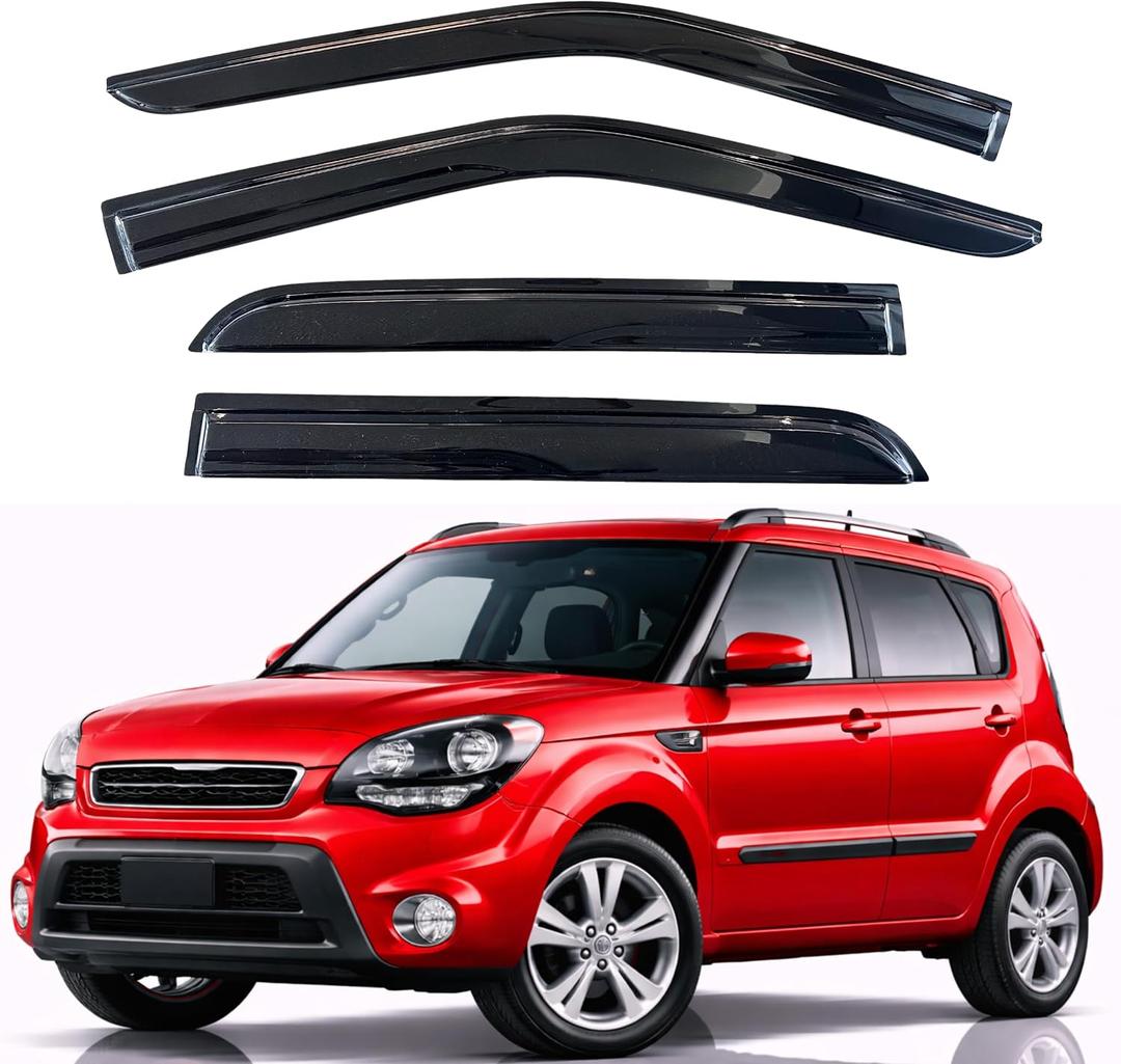 Rain Guards Fit for 2009-2013 Kia Soul, Out-Channel Window Visors Vent Wind Deflectors 4PC, Car Accessories for 09-13 Soul