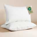 100% Cotton Bed Pillows - Queen Size Set of 2 - Super Soft, Breathable, Down Alternative Polyester for Back & Stomach Sleepers - Low Density, Low Loft Support & Machine Washable - 20" x 40" (White)