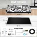 Gas Cooktop 30 inch with 5 Sealed Burners, Built-in Gas Stove Top Stainless Steel Propane Cooktop with Thermocouple Protection, NG/LPG Convertible, 30 Inch-Style 1