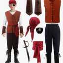 Kids Pirate Costume Boys Renaissance Set for Halloween Renaissance Festival Cosplay 4-12years. Large