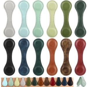 Magnetic Leather Bookmark, 12 Pcs Colorful Leather Magnet Book Marks Page Markers Retro Magnet Bookmark Clips Reading Supplies Gift for Reading Men Women Book Lovers