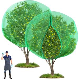 Fanfanwin 2 Packs 13 x 13 ft Large Fruit Tree Netting Bags with Zipper and Drawstring Squirrels Insect Bird Plant Cover for Fruit Trees Fruit Tree Net Protection