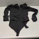 MANGOPOP Henley Bodysuit for Women Button Down Long Sleeve Tops Body Suits Dressy Blouse Casual (Small, 01 Black)