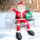 8 FT Inflatable Sitting Santa Claus Christmas Outdoor Decorations, Blow Up Santa Claus with Gift Bag Sitting on Roof Wall Tree Chair, Outdoor/Indoor Decorations for Street House Patio Bench Shrubs