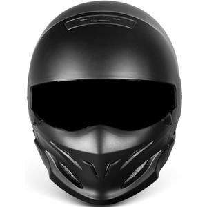 Integrated Full Face Motorcycle Helmet 3/4 Helmet with Graphic Full Coverage Modular Crash Helmet with Hidden Visor DOT/ECE Approved for Men Women Adult Moped Racing Cruiser 1,L(55-56CM) (Medium)