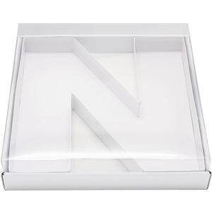 WENPACK 12.5" Cardboard Fillable Letter Shaped Mache Charcuterie Fillable Sweets Candy Dish Box with Clear Lid (White,N)