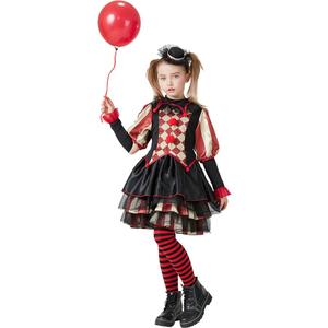 Clown Costume for Girls, Scary Jester Dress Set with Headpiece Socks Stickers Balloons for Kids Halloween Party
XS