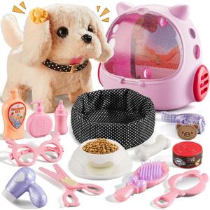 Vanvimen 16 Pcs Robot Dog Toys for Girls, Toys for 3 4 5 6 7 8 Year Old Girls Kids Boys, Realistic Robot Puppy Toy for 5-7 6-8, Ideas Birthday Gifts for Girl 3 4 5 6 Year Old