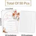 Watercolor Floral Bridal Shower Invitations, 25 Boho Invites With Envelopes, Fill In Style Invites For Bridal Shower, Mr & Mrs Newlyweds Celebration, Party Favor & Supplies - A03