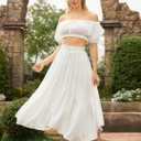 Scarlet Darkness Maxi Skirts for Women High Waist Renaissance Skirt Long Skirt with Pockets (White, M)