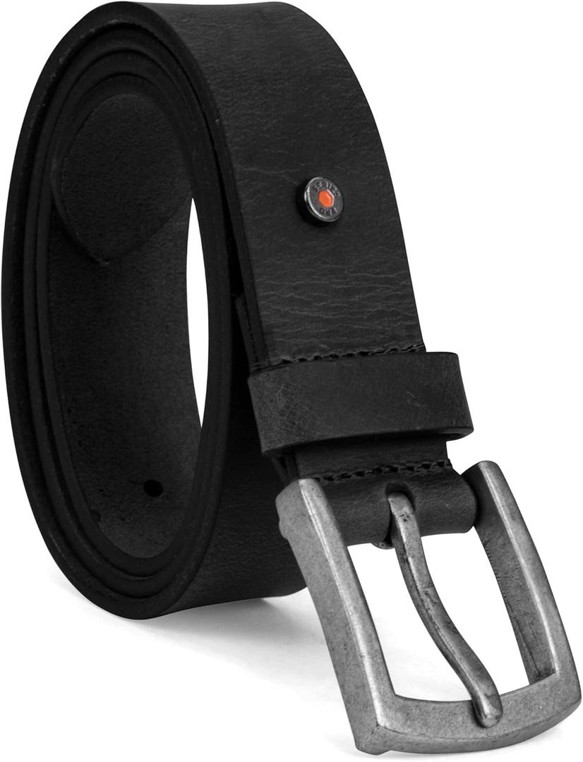 Timberland PRO Men's 40mm Workwear Work Belt Leather Belt (32, Black/Rivet)