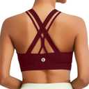 RUNNING GIRL Sports Bra for Women High Support, Criss-Cross Back Padded Strappy Sports Bras Yoga Bra with Removable Cups (Small, 1-wine Red)