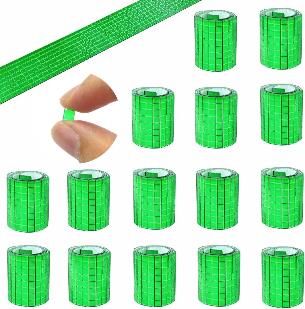 REDODECO 7200Pcs Mirror Mosaic Tiles Disco Ball Tiles Self-Adhesive Real Square Glass Mirror DIY Tiles for Craft DIY, Silver Rose Gold Blue Black,15 Sheets (Green)