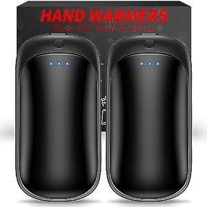 2 Pack Hand Warmers Rechargeable, Portable Electric Hand Warmers Reusable, USB 2 in 1 Handwarmers, Outdoor/ Indoor/ Warm Gifts for Men Women Kids