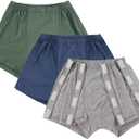 Lmaray 3 Pack Post Surgery Boxers for Men, Adaptive Underwears, Tear Away Underwear, Incontinence Stick-on Briefs, XL