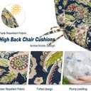 Outdoor High Back Chair Cushions Set of 2, Water-Resistant Chair Cushions for Patio Home Garden, Replacement Rocking Chair Cushion with tie 22" W x 20" D, Paisley Sapphire Blue, 44"x22"x4"