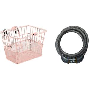 Retrospec Apollo Detachable Front Bike Basket Steel Half-Mesh with Integrated Detachable Hooks and Built-In Handle, Easy Assembly and Portability for Bicycles (Blush)