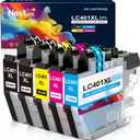 LC401XL LC401 Ink Cartridges Compatible for Brother Ink Cartridges LC401 XL to use with Brother MFC-J1010DW MFC-J1012DW MFC-J1170DW Printer Ink 401 (5 Pack, 2 Black 1 Cyan 1 Magenta 1 Yellow)