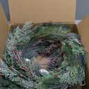 22" Green Winter Wreath, Artificial Pine Cone & Holly Front Door Wreath for Christmas Farmhouse Indoor Outdoor Decor