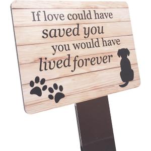 Dog Memorial Plaque with Ground Stake, Garden Grave Marker - Perfect pet Tribute with a Choice of Remembrance Poems. Waterproof and Hardwearing. Shipped Globally, (Lived Forever)
