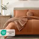 Monbix Super King Plus Size Comforter Set - 7 Pieces Burnt Orange Bed in a Bag Super King Plus Bedding Sets with Comforters, All Seasons Comforter Bed Set with Sheets,Pillowcases & Shams