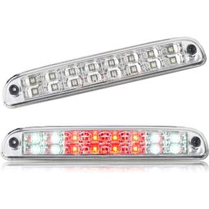 Third 3rd Brake Light LED for 1999-2016 Ford F250 F350 F450 F550 Super Duty, 1993-2011 Ford Ranger High Mount Rear Cab Brake Lights Assembly, 99-16 F-250-F-550 Cargo Stop Light (Chrome)