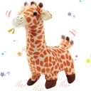 Hopearl Walking Giraffe Interactive Electronic Pet Plush Jirafa Toy with Sounds and Movements Animated Shaking Tail Gifts for Toddlers Birthday, Brown, 9''