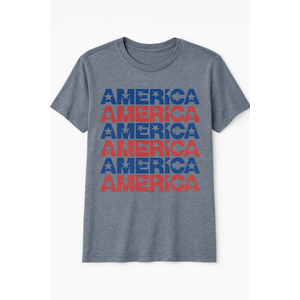 DOE Men’s Graphic T-Shirt "AMERICA" Print – Patriotic Red & Blue Stars Design – 50% Cotton, 50% Polyester – Size 2XDOE 50% Cotton 50% Polyester Size 2x