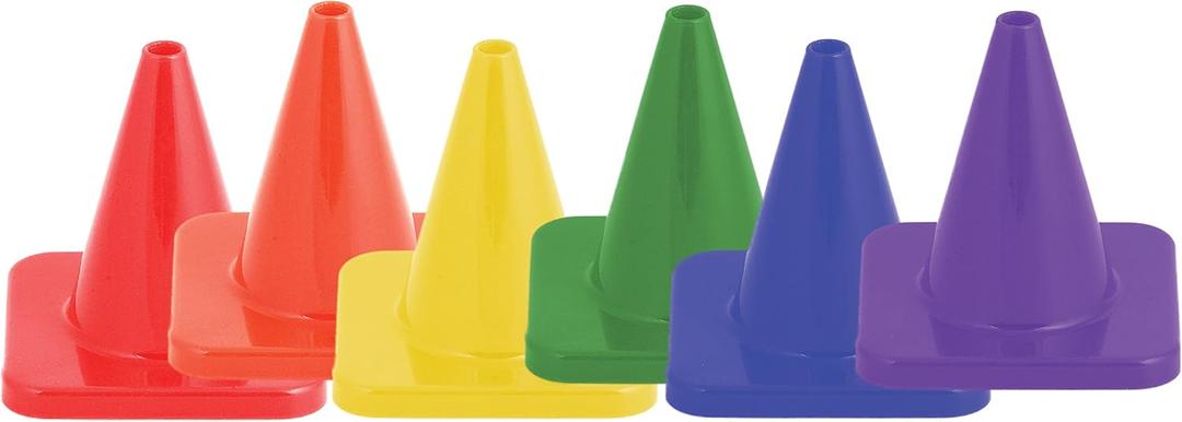 Champion Sports High Visibility Flexible Vinyl Cones for Sports Training, Agility Drills, Field & Gym Marking Sets