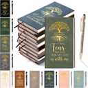 Crtiin 20 Sets/ 40 Pcs Christian Gifts Bulk Mother's Day Religious Notebooks Motivational Pens Tree of Life Bible Verse Leather Prayer Journal Gifts for Men Women Church Members(Neutral Colors)