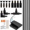 H Track Lighting Rails Kit - iCreating 13ft Black Track Light Track 3 Wire with Floating Canopy Connector, I and L Connectors for Single Circuit H Type LED Track Lighting Heads Fixtures