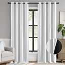 jinchan Blackout Curtain 96 Inch Length, Faux Linen Curtain for Living Room, Thermal Insulated Room Darkening Grommet Top Window Drape, 1 Panel Curtain for Bedroom Dove Grey (Blackout Stone White)