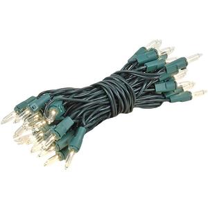 Novelty Lights 13.5 Feet 35 Bulb Clear Mini Light String on Green Wire, Non-Connectable Incandescent Fairy Lights for Bottles and Crafts, 4" Bulb Spacing, 24" Lead, Stackable Fused Plug