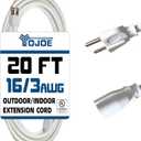 YOJOE Indoor Outdoor Extension Cord, 3 Prong 13A Weatherproof Power Cord, 16 Gauge Heavy Duty 20 ft White Extension Cord for Garage, Garden and Home, 16/3 SJTW UL Listed