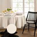 Elrene Home Fashions Continental Solid Texture Water, Stain & Wrinkle Resistant Tablecloth, 60"X84" Oval, Ivory