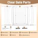 Clear Baby Safety Gate for Stairs 28.5"48.5" Wide, 30" High, Pressure Installation, Auto Close Clear Baby Gate for Stairs Require No Drilling, Pet Gate Suitable for Corridors and House, White