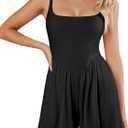 Popilush Women's Jumpsuit Shorts Shapewear - Square Neck Built-in Bra Double-Lined Romper - Party Travel Spring Outfit Black M