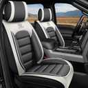 Car Seat Covers Full Set for Ford Bronco Sport 2021 2022 2023 2024 2025 2026 Base/Big Bend/Outer Banks/Badlands, Truck Nappa Leather Seat Cover Waterproof Pickup Protectors(Gray White,5 PCS)